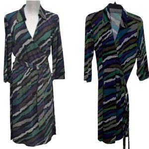 Ellen Tracy multicolor wrap dress. Long sleeves. Size XL